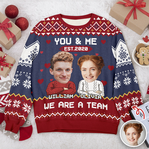 Custom Funny Face You And Me We Are A Team Together Ugly Sweater LM32 895569