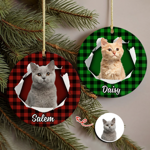 Custom Photo Cat Ceramic Ornament Christmas Gift For Cat Lovers HA75 897454