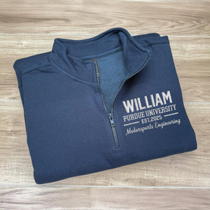 Embroidered University Quarter Zip Pullover, Custom College Shirt, Personalized School Sweatshirt TH10 898163