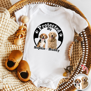Protected By Human Dog Photo Ver 2 - Personalized Baby Onesie LM32 895019