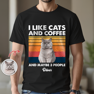 Custom Photo I Like Cats And Coffee Personalized Dark Shirt For Cat Lovers LM32 895105