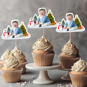 Custom Photo Cute Baby Christmas Cupcake Topper CH07 899770