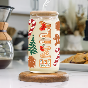 Custom Name With Christmas Decor Glass Can With Lid Gift TH10 896615