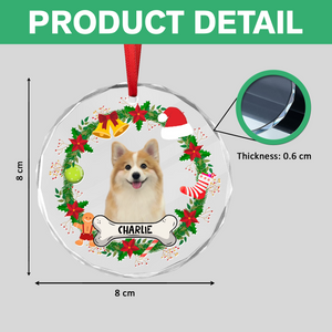 Custom Dog Photo Christmas Cirle Glass Ornament For Dog Lovers TH10 894759