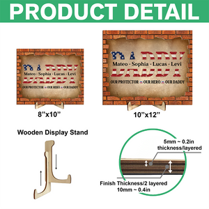 Personalized Gift For Dad American Flag and Red Brick 2-Layered Wooden Plaque With Stand LM32 893631