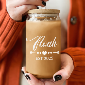 Custom Name Glass Can With Lid Gift For Family TH10 896921