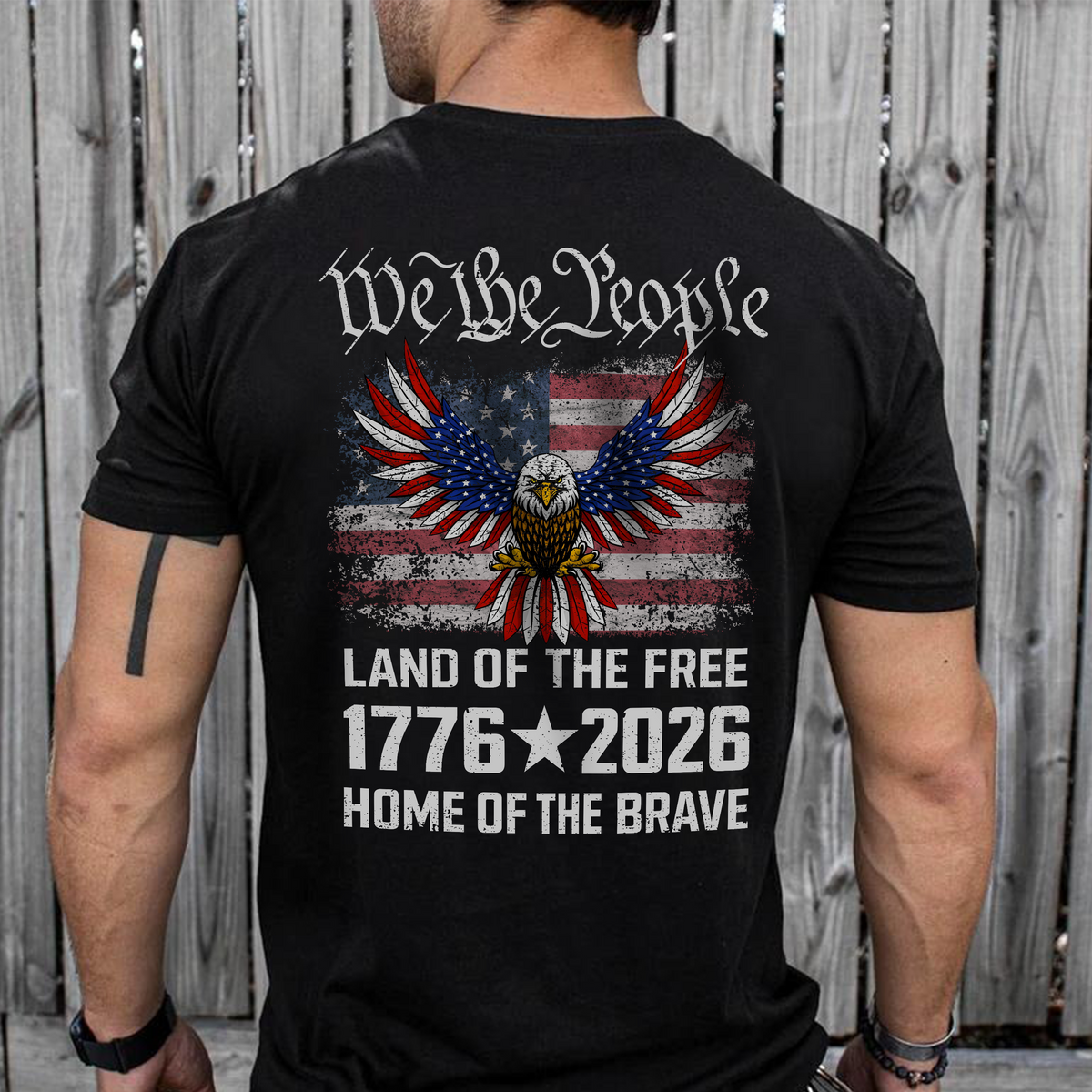 America 250th Birthday Eagle US Flag Back Shirt 250 Years We The People 1776-2026 Dark Shirt CH07 910956