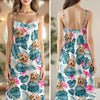 Custom Dog Photo Hawaiian Style Women's V-Neck Cami Maxi Dress For Summer Beach Holiday HO82 893590