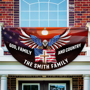 Custom Family Name God Family And Country America Pleated Fan Flag TH10 896437