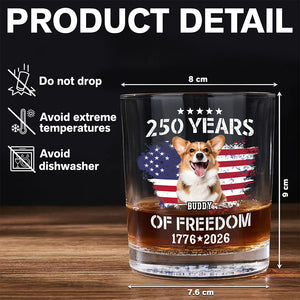 Custom Dog Photo Celebrate 250 Years of America Whiskey Glass CH07 899676