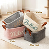 Personalized Dog Cat Pet Rectangle Toy Basket – Corduroy Pet Organizer with Name HA75 921704