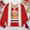 Personalized Funny Santa Body Illusion Christmas 3D Sweatshirt Novelty Christmas Party Sweater, Holiday Gift CH07 180390