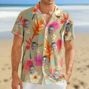 Custom Photo Tropical Flower Hawaiian Shirt For Summer Holiday Ch07 895586