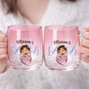 Custom Photo Mom With Floral Pink Gradient Glass Mug - Gift For Grandma, Mom, Mother's Day HO82 901762