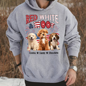 Custom Dog Photo Red White Woof Bright Shirt LM32 893723