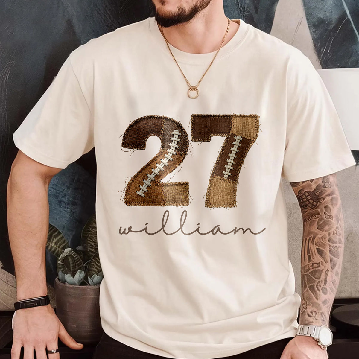 Custom Football Number & Name Faux Patchwork Comfort Shirt HO82 903354