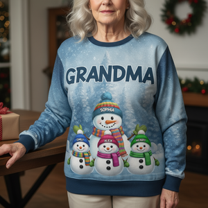 Grandma Grandkids Snowman Together - Personalized Ugly Sweater Christmas Gift For Mom Grandma CH07 899678