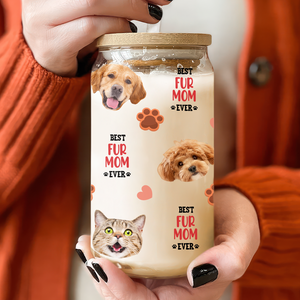 Custom Dog Cat Photo Best Dog Cat Mom Ever Personalized Glass Can CH07 895420