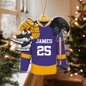 Personalized Hockey Skates Helmet And Stick Acrylic Ornament Gift For Hockey Lovers HO82 900034