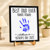 Personalized DIY Handprint Sign - Best Dad Ever Sign Wooden Plaque With Stand TH10 892983