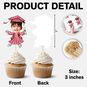 Custom Kids Face Class of 2025 Graduation Decoration Funny Cupcake Toppers LM32 893289