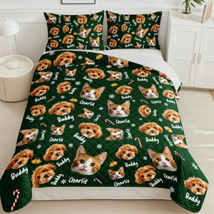 Custom Pets Face And Name - Personalized Photo Bedding Set Gift For Dog Lover Cat Lover CH07 899764