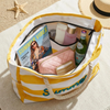 Custom Name Stripe Beach Tote Bag With Zipper - Summer Gift For Women, Mother's Day, Wife, Girlfriend HO82 902006
