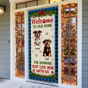 Welcome To Our Home Cute Dogs - Personalized Christmas Dog Door Cover CH07 899914