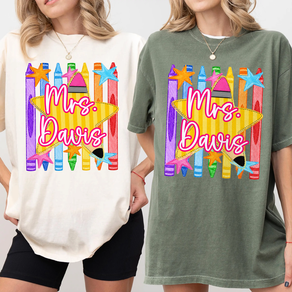 Custom Name Pencil Crayons Teacher Back To School Comfort Shirt CH07 911922
