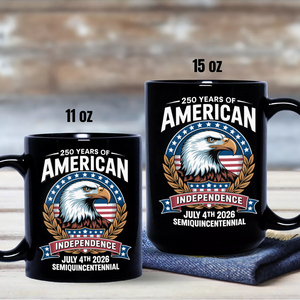 American 250 Years Independence Eagle - July 4th 2026 Black Mug LM32 895249