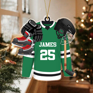 Personalized Hockey Skates Helmet And Stick Acrylic Ornament Gift For Hockey Lovers HO82 900034