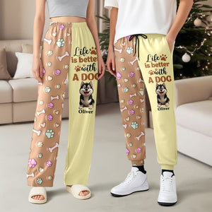 Custom Dog Name Life Is Better With Dogs 3D Effect Sweatpants LM32 895927