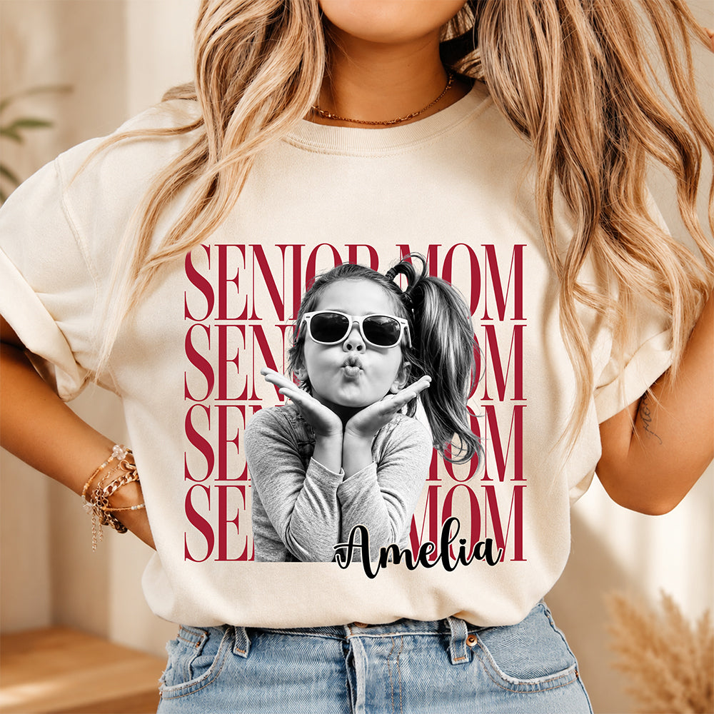 Custom Photo Senior Mom Comfort Shirt 2027, Personalized Class Of 2027 Gift, Proud Senior Mom Gift, Senior Mom Graduation Shirts HO82 903272
