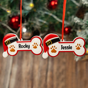 Personalized Custom Name Dog Bone With Santa Hat Resin Ornament TH10 896737