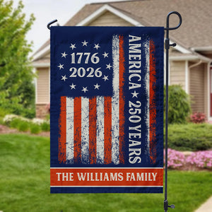 Custom Family Name 250 Years America Flag 250th Birthday 1776-2026 Garden Flag Gift for Family HO82 894788