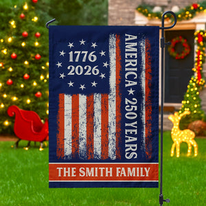 Custom Family Name 250 Years America Flag 250th Birthday 1776-2026 Garden Flag Gift for Family HO82 894788
