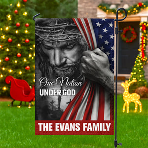 Personalized One Nation Under God Flag - American Christian Jesus Garden Flag HA75 897442