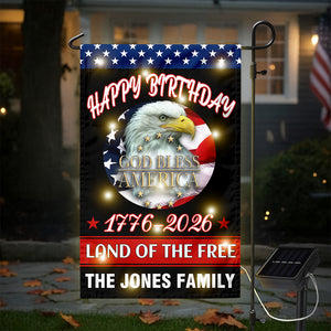 Custom Family Happy Birthday Land Of Free Led Garden Flag Independence Day Decor HA75 898338