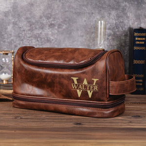 Personalized Men's Leather Toiletry Bag Birthday, Christmas, Anniversary Gift for Him CH07 896692