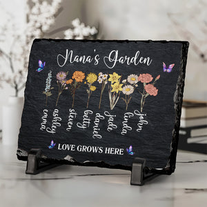 Grandma with Grandkid's Birth Flower Rectangle Shaped Stone With Stand Personalized Gift HO82 893628