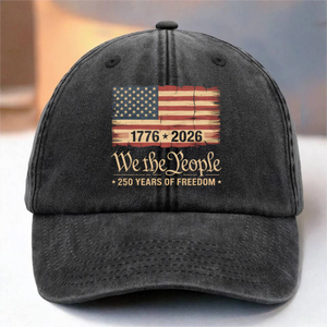 America 250th Birthday US Flag 250 Years We The People Washed Denim Baseball Cap HO82 894634