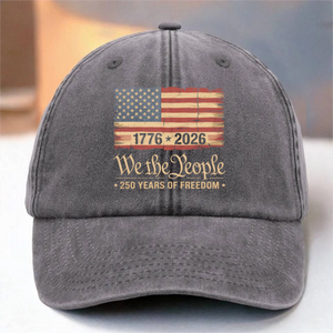 America 250th Birthday US Flag 250 Years We The People Washed Denim Baseball Cap HO82 894634