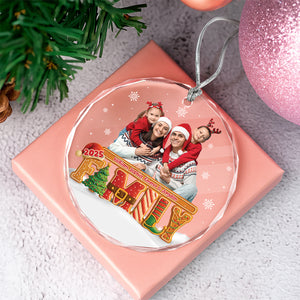 Custom Family Photo Our Christmas Tree Cake Personalized Glass Ornament CH07 899980