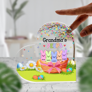 Custom Grandma Mom's Peep Kids Easter Day Heart Acrylic Plaque HO82 893558