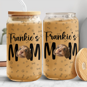 Custom Photo Dog Mom Personalized Glass Can With Lid Gift For Dog Lovers CH07 895526