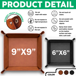 Custom Photo Happy Father's Day Family Leather Valet Tray LM32 893615