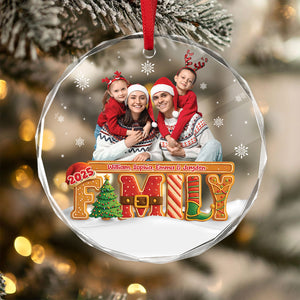 Custom Family Photo Our Christmas Tree Cake Personalized Glass Ornament CH07 899980