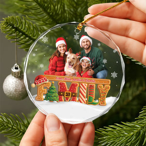 Custom Family Photo Our Christmas Tree Cake Personalized Glass Ornament CH07 899980