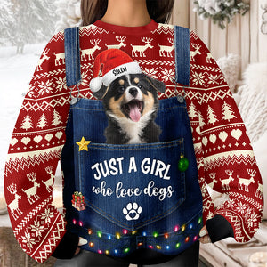 Custom Photo Just A Girl Who Love Dogs Cats Ugly Sweater CH07 899358