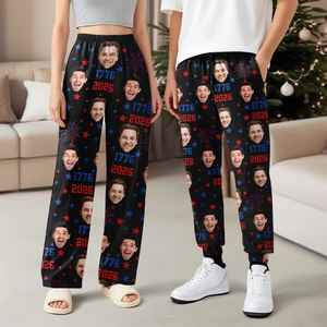 Custom Face Firework USA Red White Blue Matching Sweatpants LM32 895853
